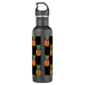 Ananas-Früchte auf schwarz Edelstahlflasche (Rückseite)