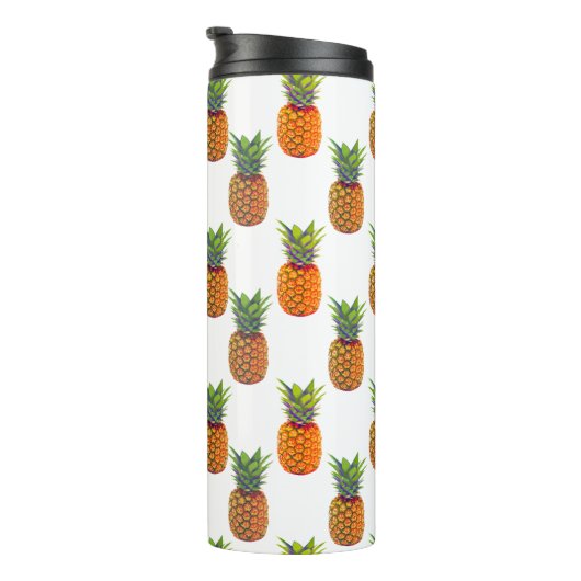 Ananas-Früchte auf Weiß Thermosbecher (Nach rechts gedreht)