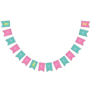 Ananas Früchte Pink Happy Birthday Bejagungsflagge Wimpelkette