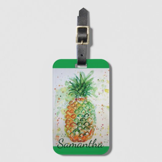 Ananas Fruchtfutter tropische Früchte Orange Limon Gepäckanhänger (Vorderseite Vertikal)