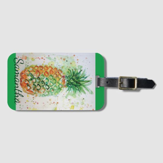 Ananas Fruchtfutter tropische Früchte Orange Limon Gepäckanhänger (Vorderseite (Horizontal))