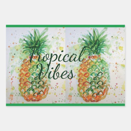 Ananas Fruchtfutter tropische Früchte Orange Limon Geschenkpapier Set (Vorderseite)