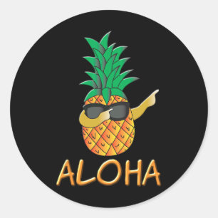 Ananas Fruit Aloha Beaches Hawaii - Surf neu Runder Aufkleber