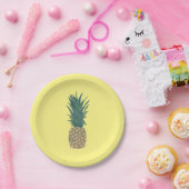 Ananas, ganz, mit Blätter gemalt Pappteller (Party)