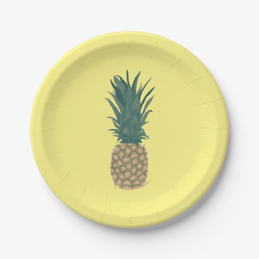 Ananas, ganz, mit Blätter gemalt Pappteller (Vorderseite)