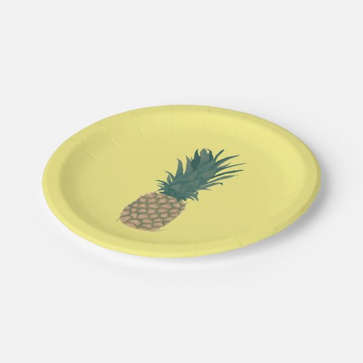 Ananas, ganz, mit Blätter gemalt Pappteller (Schrägansicht)