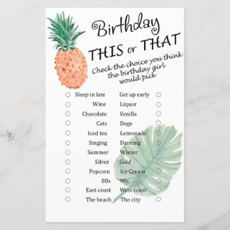 Ananas Geburtstag dieses oder jenes Spiel