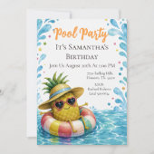 Ananas-Geburtstags-Poolparty Einladung (Vorderseite)