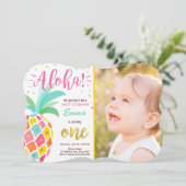 Ananas Geburtstagseinladung Tropical Luau Hawaii Einladung (Stehend Vorderseite)