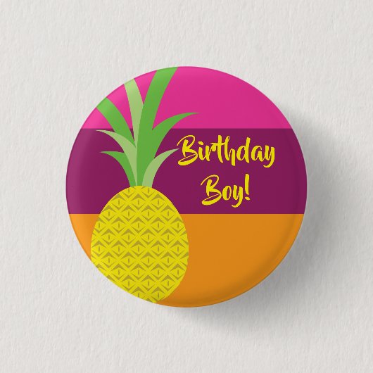 Ananas Geburtstagsparty Button (Vorderseite)