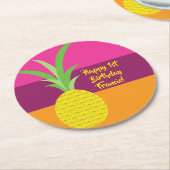 Ananas Geburtstagsparty Runder Pappuntersetzer (Angewinkelt)