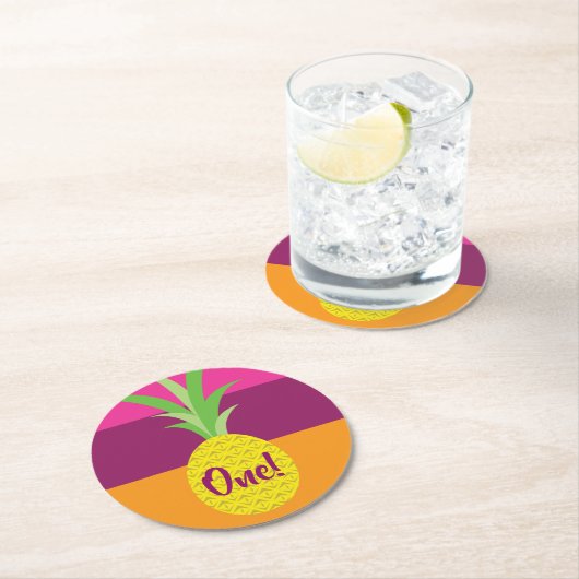 Ananas Geburtstagsparty Runder Pappuntersetzer (Vor Ort)