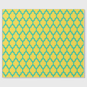 Ananas Gelb, Aquamarines XL marokkanisches Quatref Geschenkpapier (Flach)