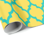 Ananas Gelb, Aquamarines XL marokkanisches Quatref Geschenkpapier (Rolleneckpunkt)