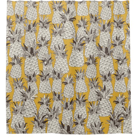Ananas-Gelb Duschvorhang (Vorderseite)