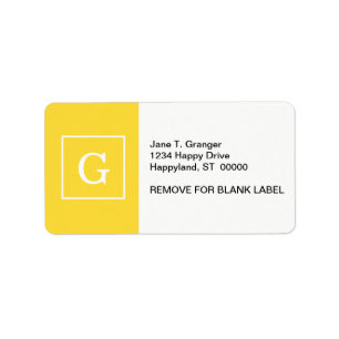 Ananas, gelb, Gerahmt, Anfangsmonogramm Adressaufkleber