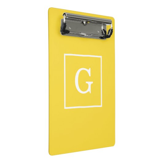 Ananas, gelb, Gerahmt, Anfangsmonogramm Mini Klemmbrett (Schrägansicht)