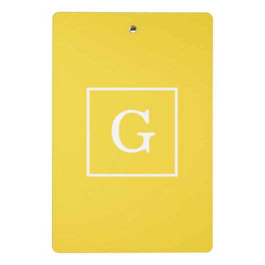 Ananas, gelb, Gerahmt, Anfangsmonogramm Mini Klemmbrett (Rückseite)