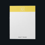 Ananas, gelb, Gerahmt, Anfangsmonogramm Notizblock<br><div class="desc">Ananas Gelb und Weiß Gerahmt Erstmalige Monogramm Stilvolles Ananas Gelber Hintergrund mit weißem gerahmtem Bereich für Ihr Monogramm, Ihren Namen oder andere Texte. Sie können auch den Schriftart ändern, die Größe und Farbe des Schriftartes ändern, den Text verschieben usw. Wenn Sie dieses Design in anderen Farben möchten, schreiben Sie uns...</div>