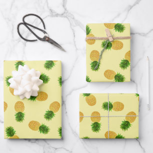 Ananas gelb geschenkpapier set
