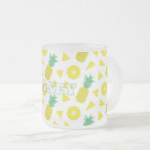 Ananas Gelb Grüne Frucht Muster Modern Mattglastasse (VorderseiteRechts)