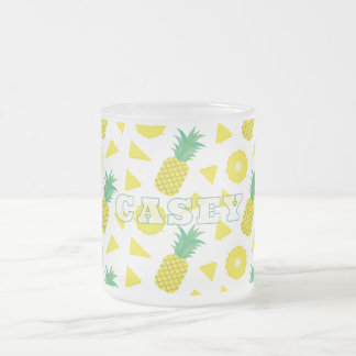 Ananas Gelb Grüne Frucht Muster Modern Mattglastasse