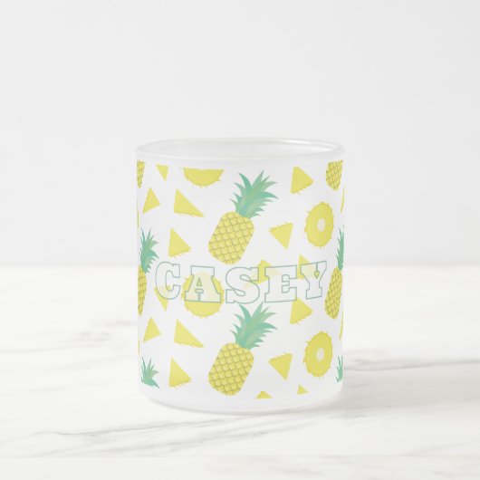 Ananas Gelb Grüne Frucht Muster Modern Mattglastasse (Mittel)