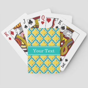 Ananas Gelb Türkis Weiß Marokkanisch #5DS Name Mon Spielkarten