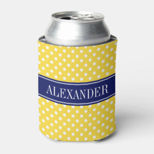 Ananas Gelb Wht Polka Punkte Navy Name Monogramm Dosenkühler