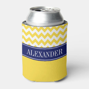 Ananas Gelb, Zickzack CB-Navy-Name-Monogramm Dosenkühler