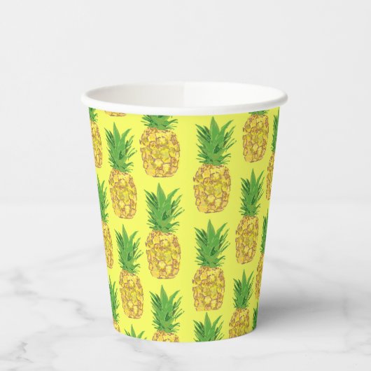 Ananas-Gelbe Papierplatte Pappbecher (Links)