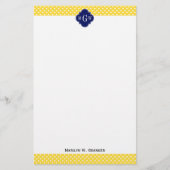 Ananas Gelbe Punkte Navy Blue Quatrefolie 3I Briefpapier (Vorderseite)