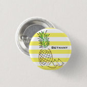Ananas Gelbe Streifen Sommer Personalisiert Button (Vorne & Hinten)