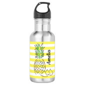 Ananas Gelbe Streifen Sommer Personalisiert Edelstahlflasche (Vorderseite)