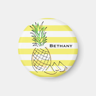 Ananas Gelbe Streifen Sommer Personalisiert Magnet