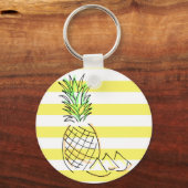 Ananas Gelbe Streifen Sommer Personalisiert Schlüsselanhänger (Rückseite)