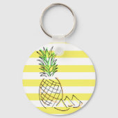 Ananas Gelbe Streifen Sommer Personalisiert Schlüsselanhänger (Rückseite)