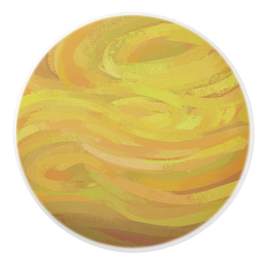 Ananas Gelber Swirl Keramikknauf (Vorderseite)