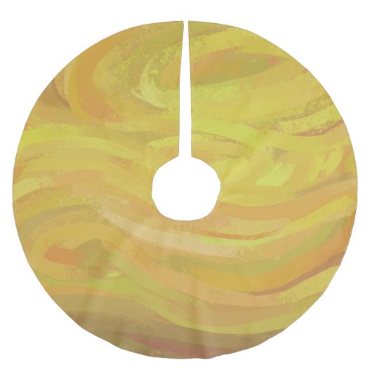 Ananas Gelber Swirl Polyester Weihnachtsbaumdecke (Vorderseite)