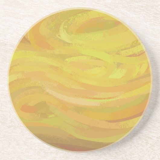 Ananas Gelber Swirl Sandstein Untersetzer (Vorne)