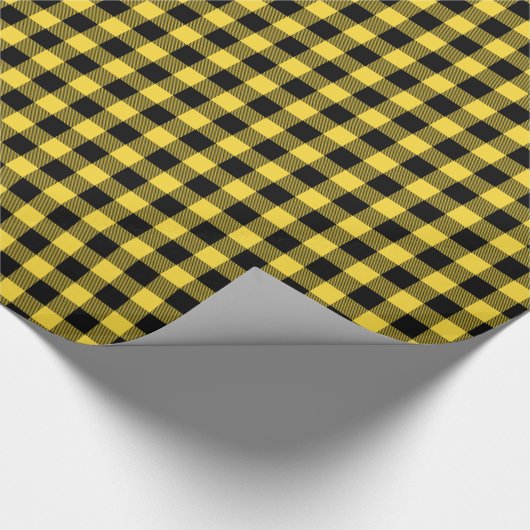 Ananas Gelbes Schwarzes Buffalo Kariertes Tartan Geschenkpapier (Ecke)