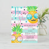 Ananas Gender Reveitation Hawaiian Reveal Einladung (Stehend Vorderseite)