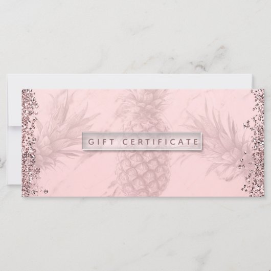 Ananas-Geschenkgutschein für Ananas, Rose Gold Gli (Vorderseite)