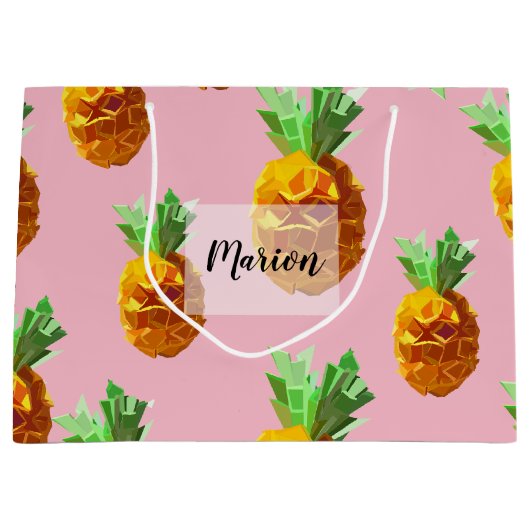 Ananas Geschenktücher Name Große Geschenktüte (Vorderseite)