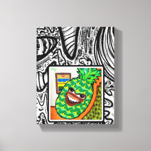 Ananas-Gesicht in Therapie-Rahmen-Kunst Leinwanddruck
