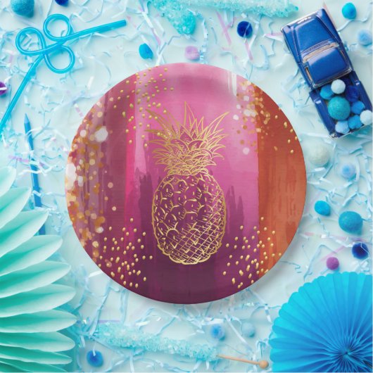 Ananas-Glitzer Pappteller (Party)