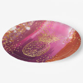 Ananas-Glitzer Pappteller (Schrägansicht)