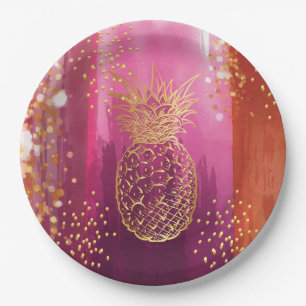 Ananas-Glitzer Pappteller