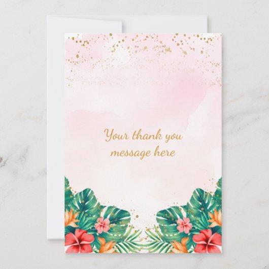 Ananas-Glitzer Rosa Brautparty Dankeskarte (Rückseite)