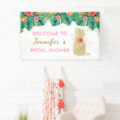 Ananas-Glitzer Rosa tropisches Brautparty Banner (Insitu)